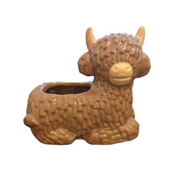 Ceramic Yak Highland Cow Pot Planter