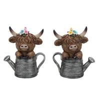 Resin Highland Cow on Watering Pot