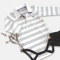 Baby Boys Freddie Polo Romper | Blue Stripe