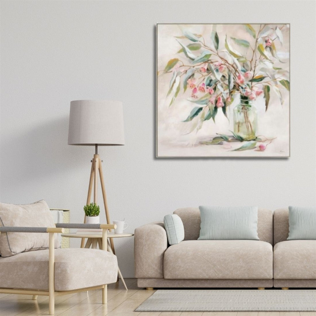 Gum Blossom Beauty Hand Painted Canvas Print in Frame