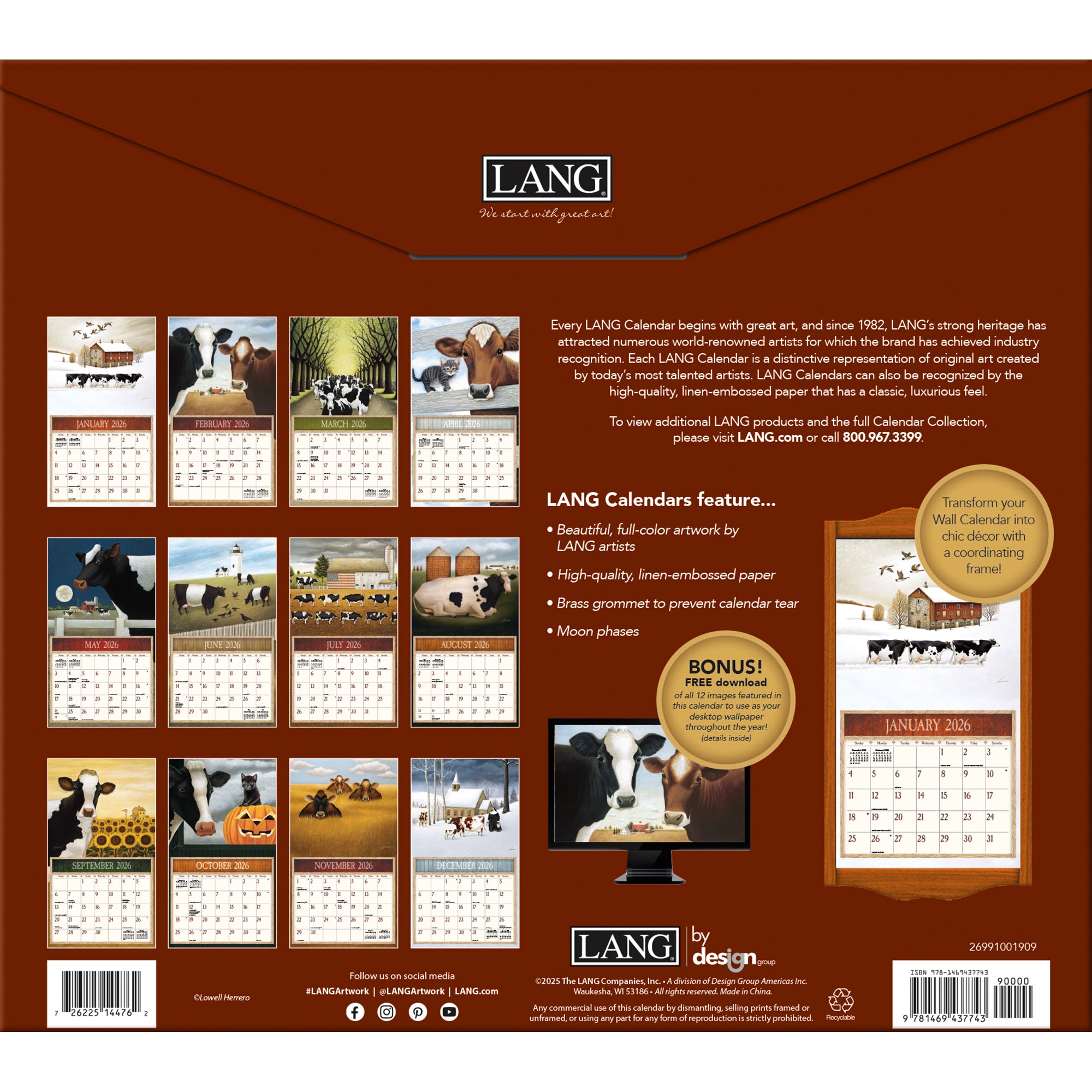 Cows Cows Cows 2026 | Wall Calendar