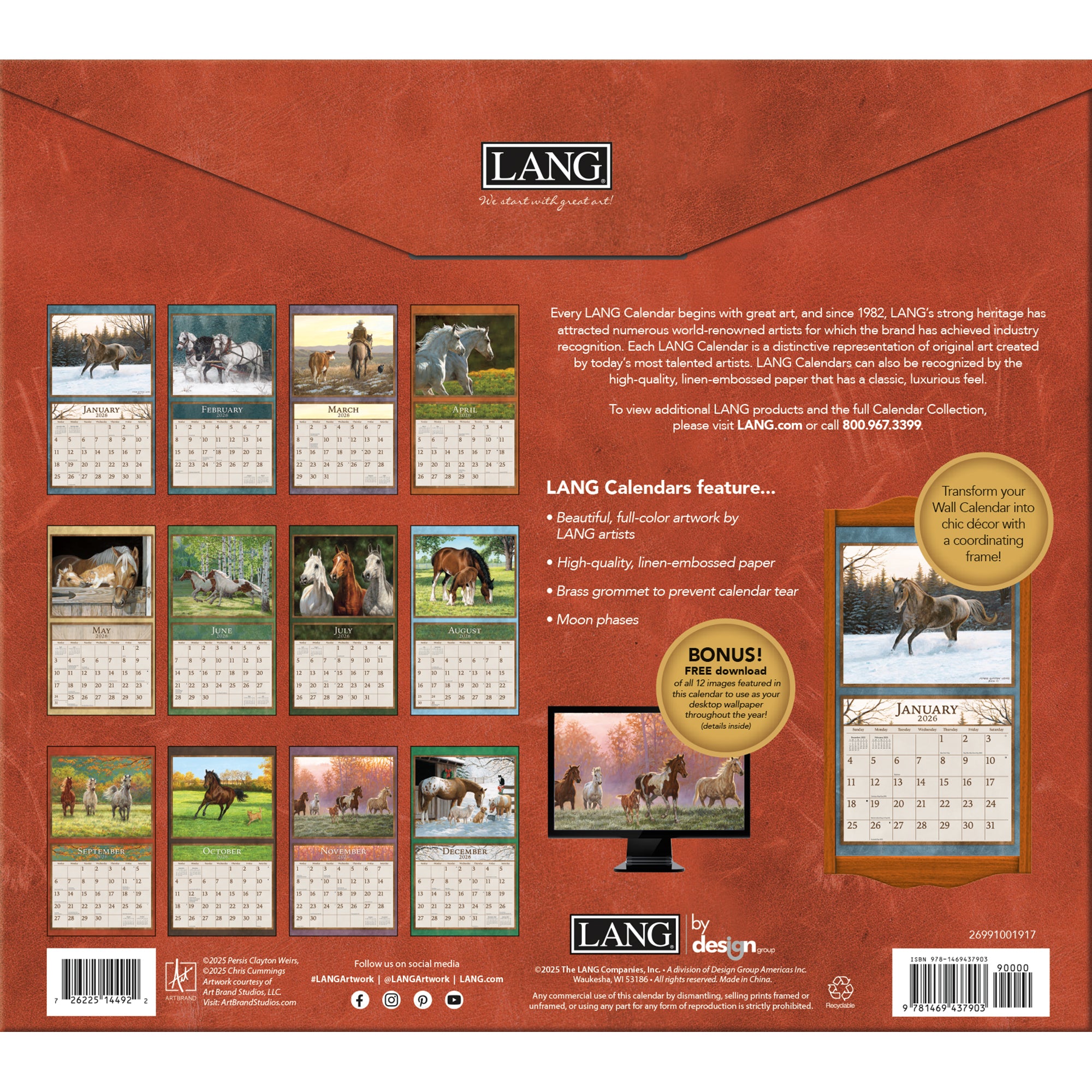 Horses In The Mist 2026 | Wall Calendar