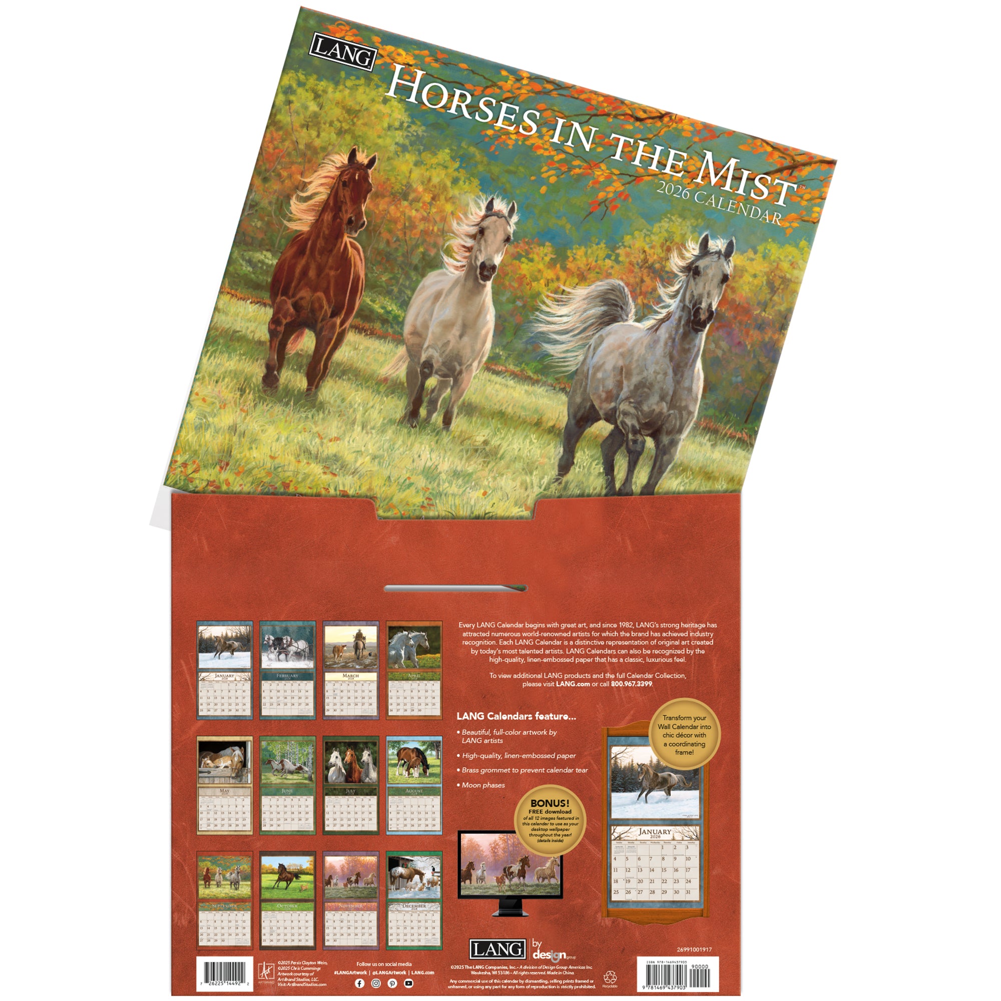 Horses In The Mist 2026 | Wall Calendar