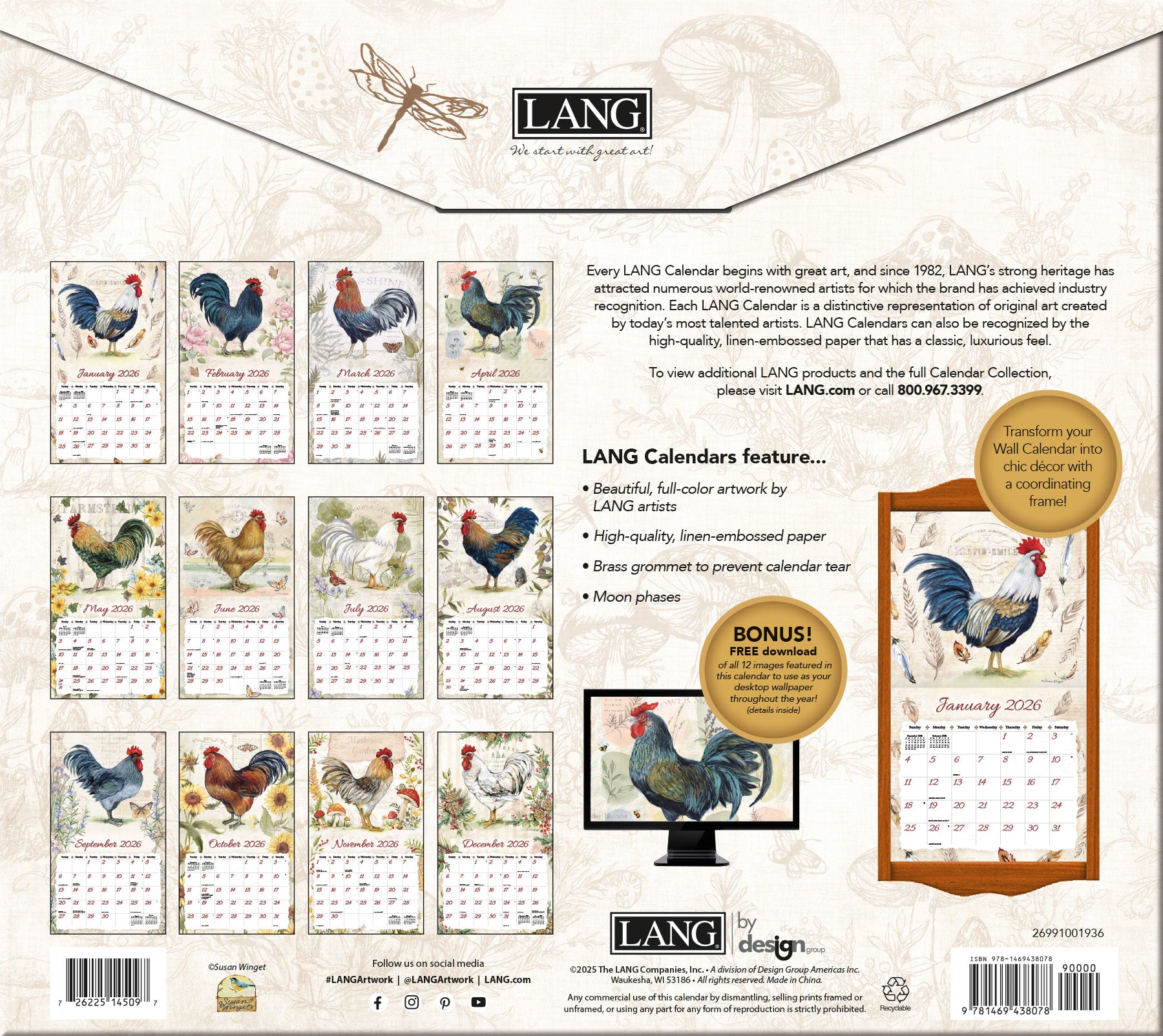 Proud Rooster 2026 | Wall Calendar