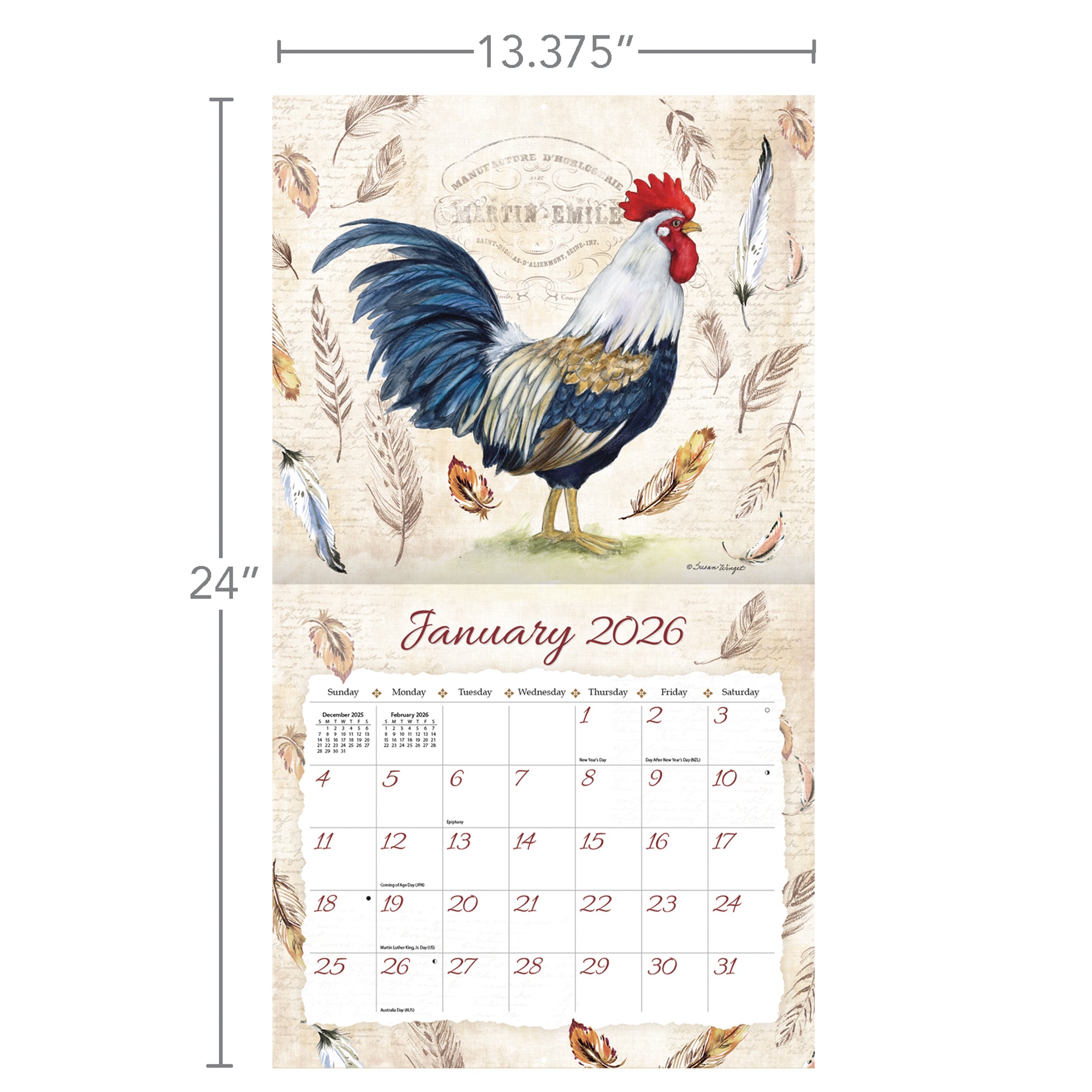Proud Rooster 2026 | Wall Calendar
