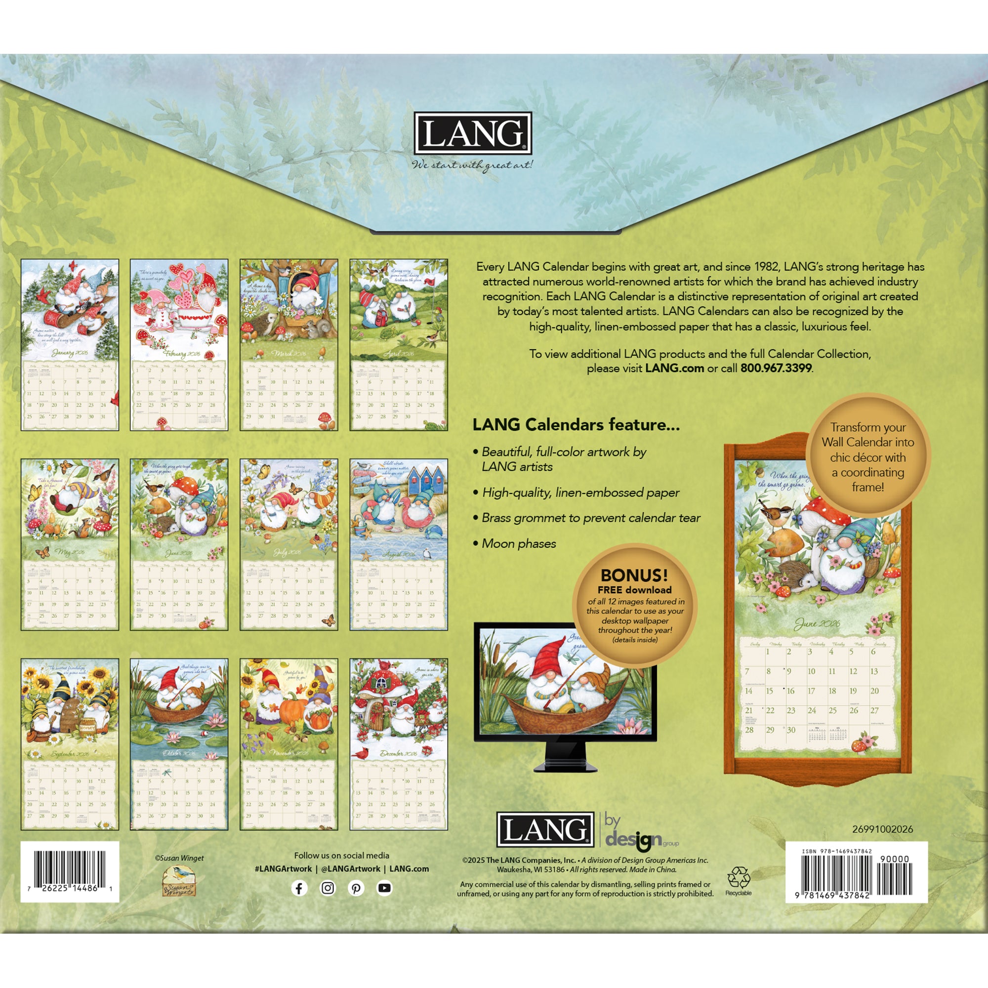 Gnome Sweet Gnome 2026 | Wall Calendar