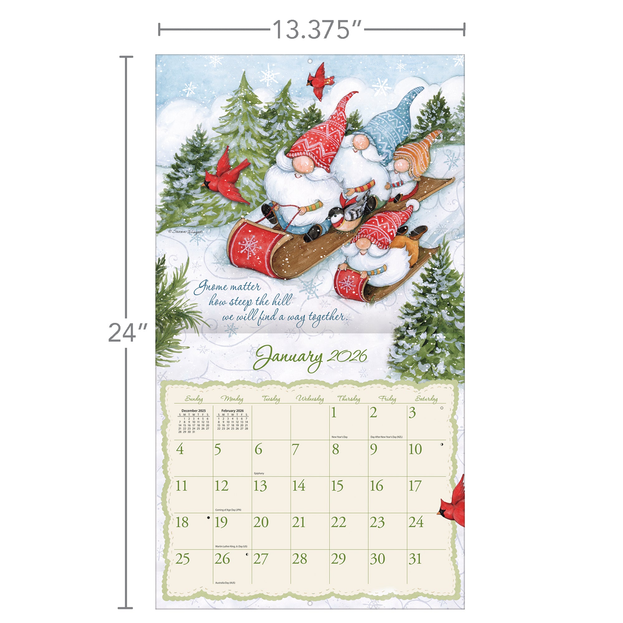 Gnome Sweet Gnome 2026 | Wall Calendar