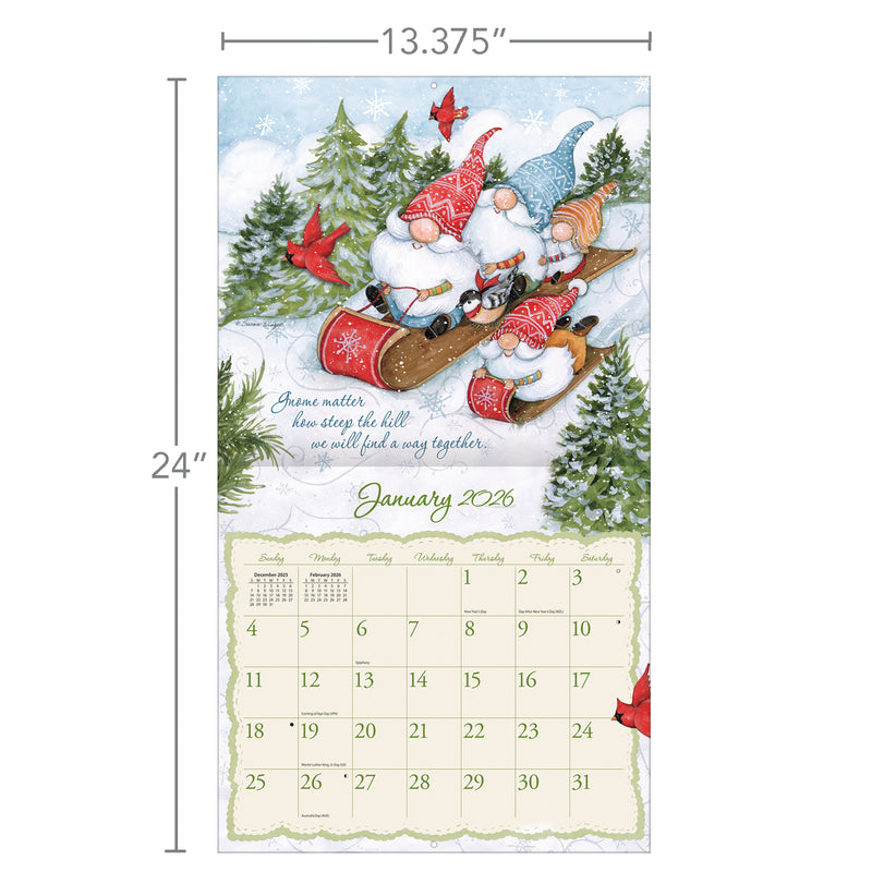 Gnome Sweet Gnome 2026 | Wall Calendar