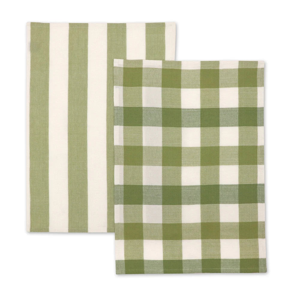 Waffle Green Teatowel Pack 2