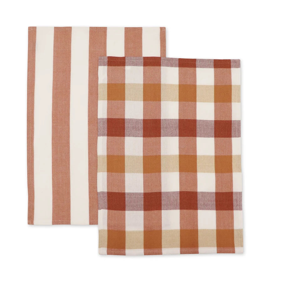 Waffle Terracotta Teatowel Pack 2