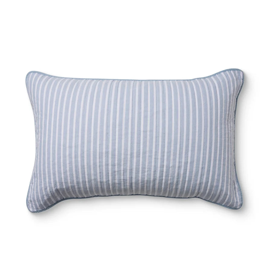 Sinclair Blue Stripe Quilted Pillow Case Set 2
