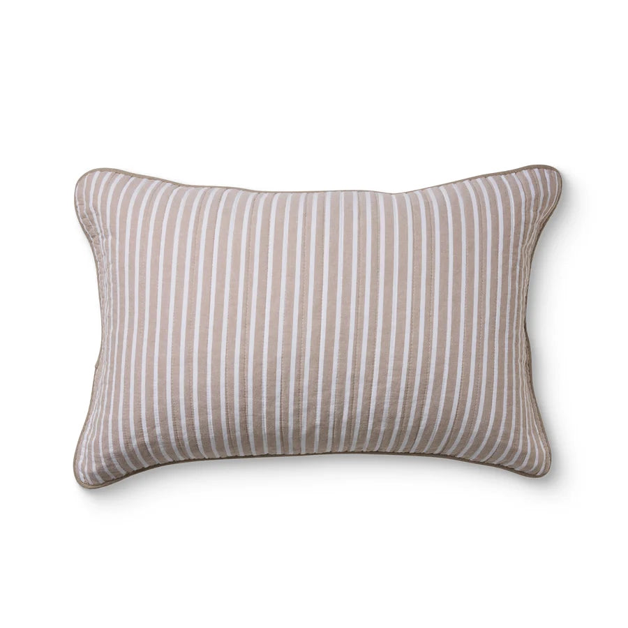 Sinclair Coffee Stripe Quilted Pillow Case Set 2