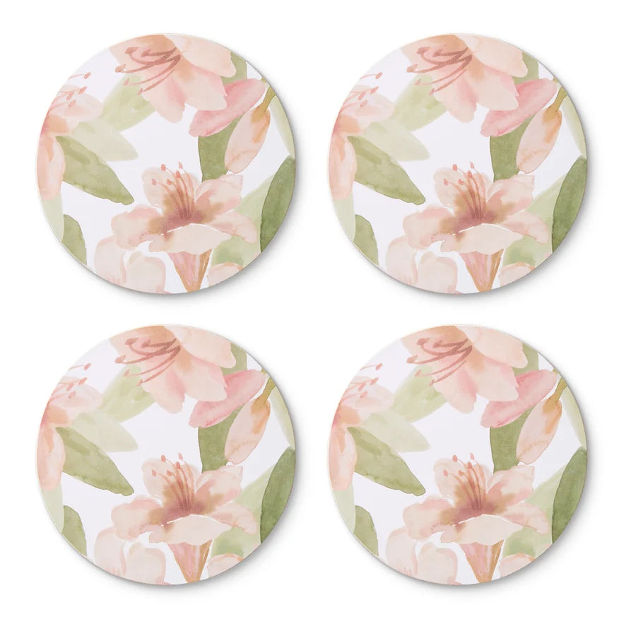 Rhododendron Round Hard Coaster Set 4