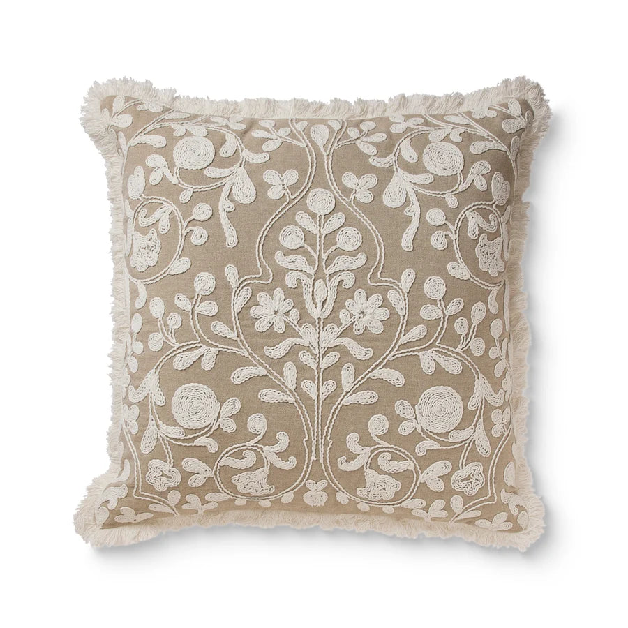 Lucinda White Embroidered Cushion