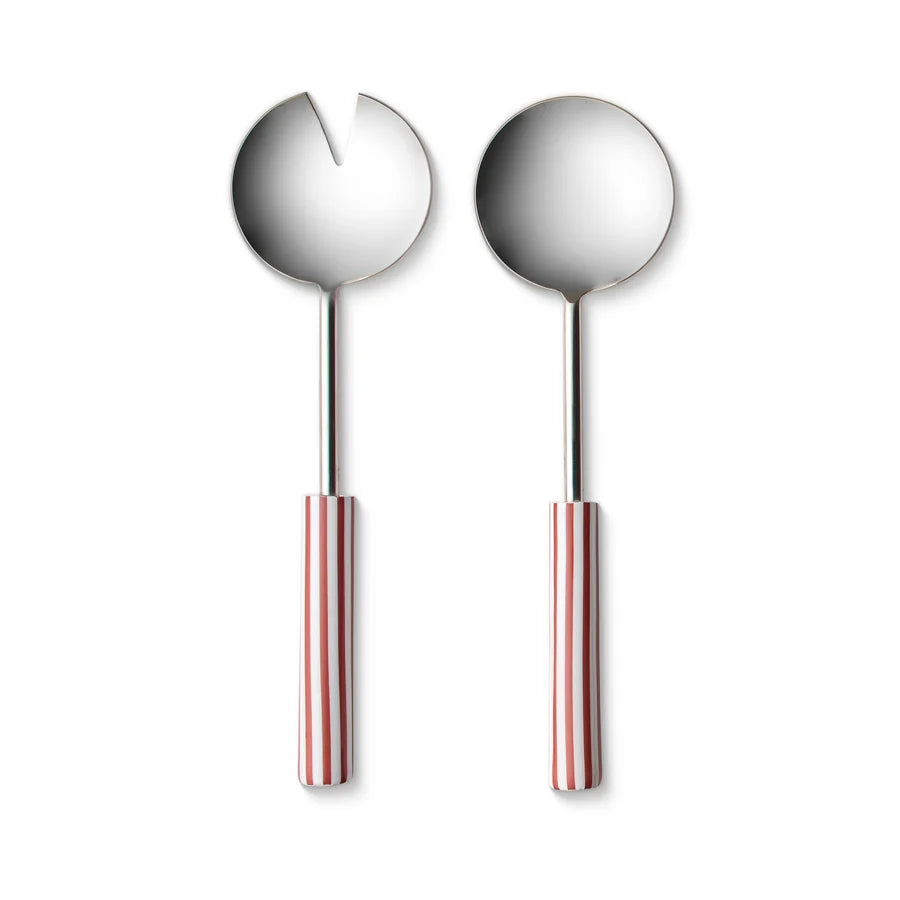 Clyde Stripe Rust Salad Server Set