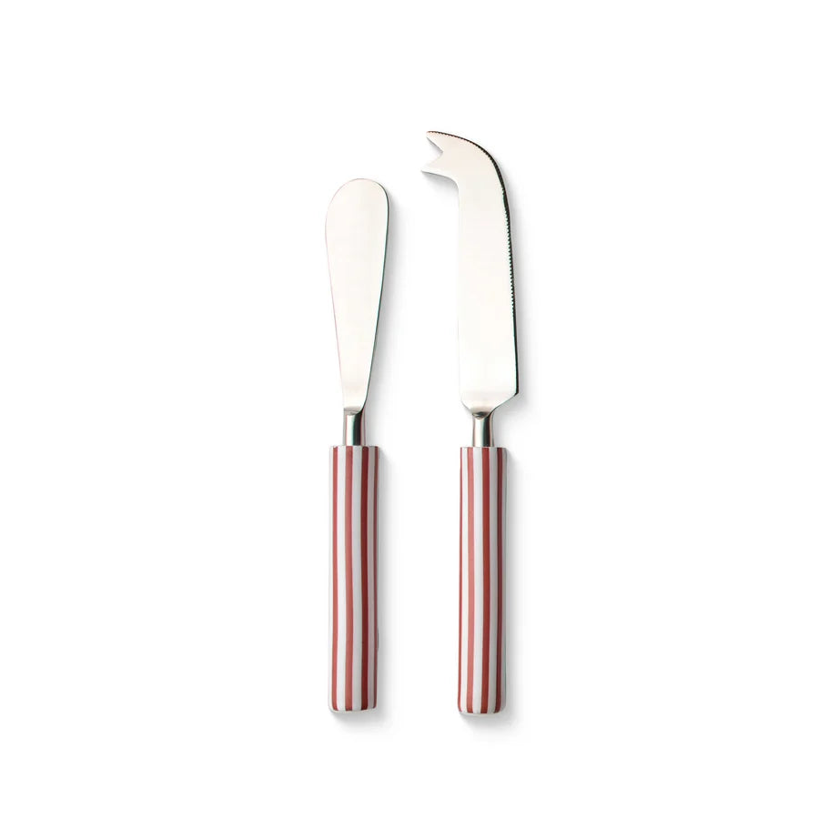 Clyde Stripe Rust Cheese Knife Set 2