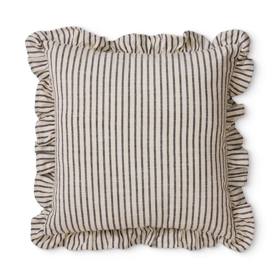 Ruffles Black/ Natural Stripe Cushion
