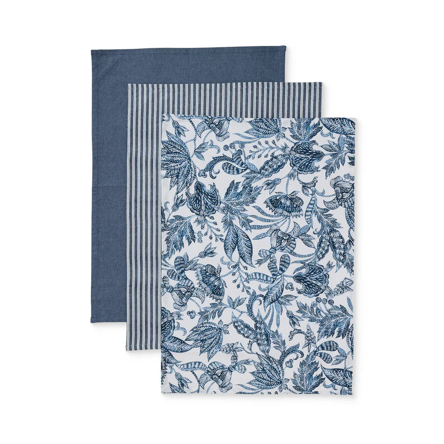Samara Dark Blue Teatowel 3 Pack
