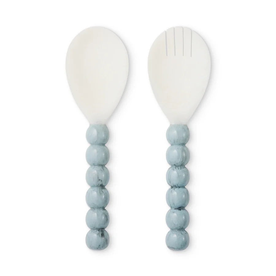 Bobble Blue/White Resin Salad Server Set
