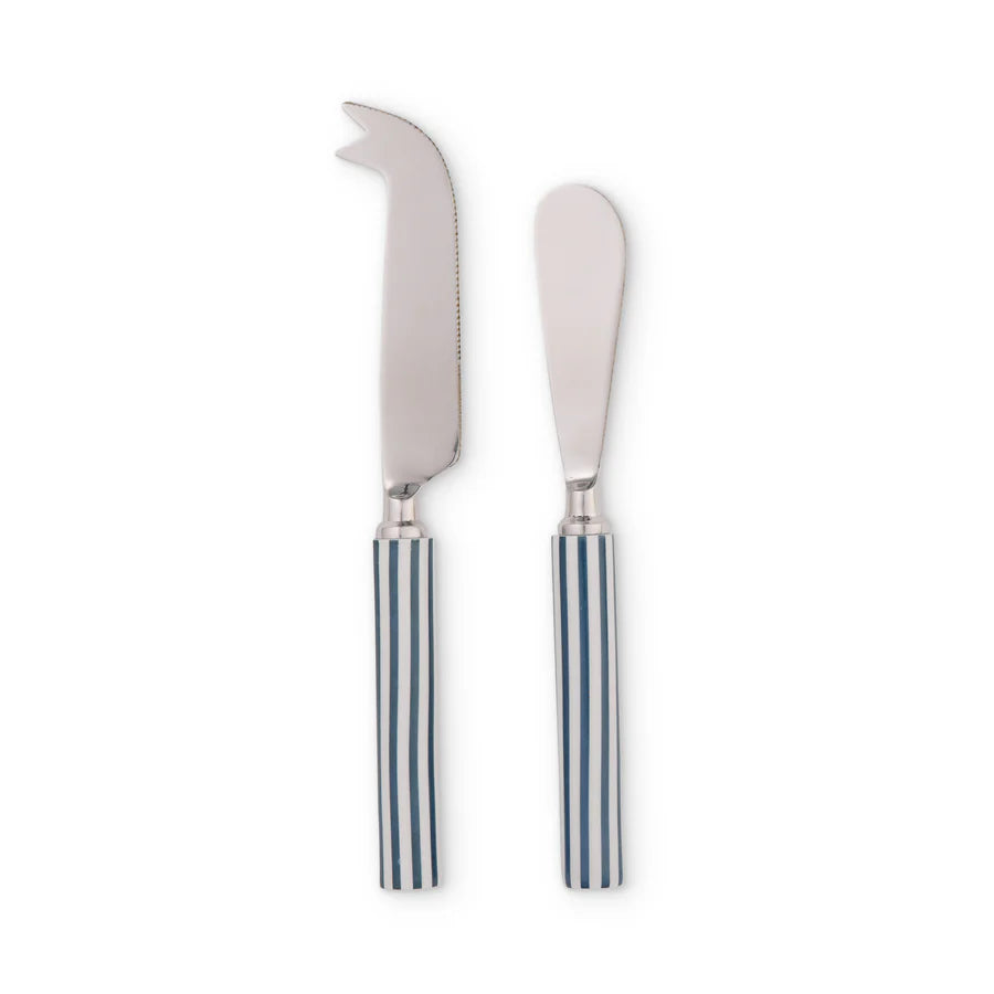 Clyde Stripe Blue/White Cheese Knife Set