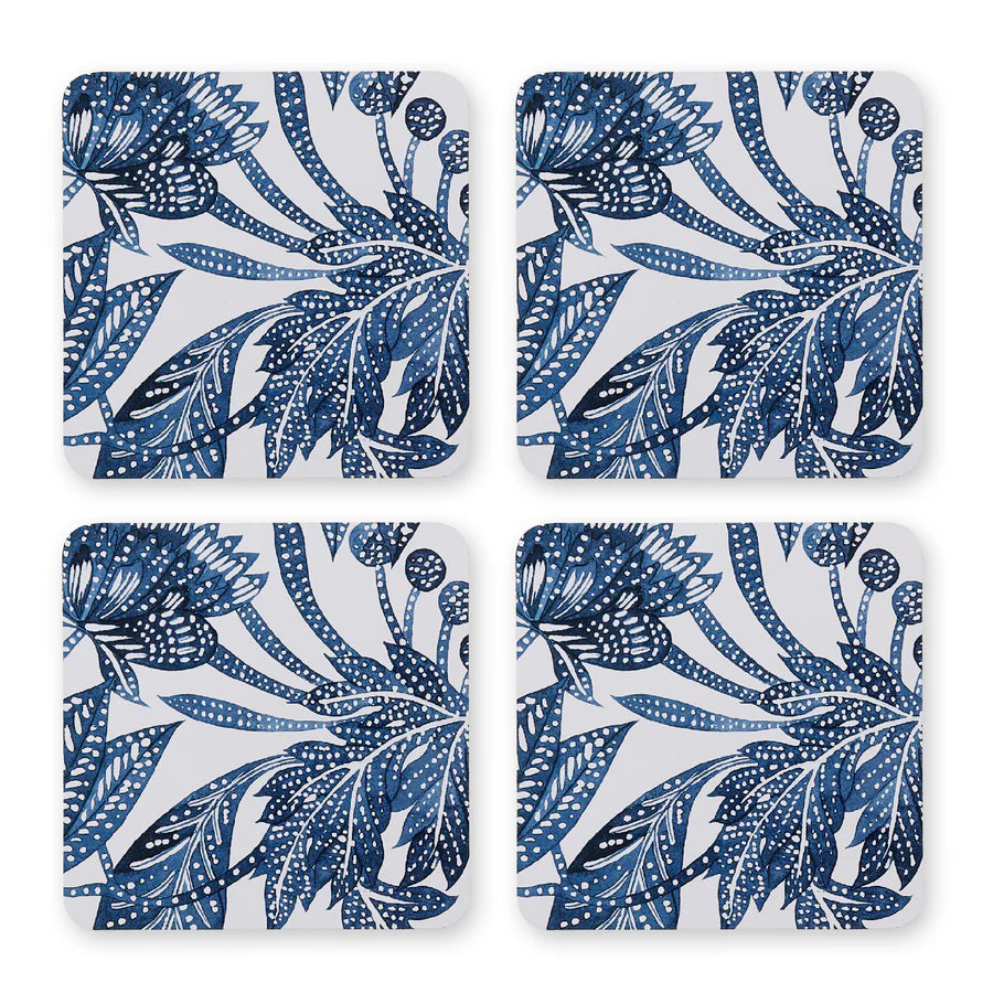 Samara Rectangle Dark Blue Hard Coaster Set 4