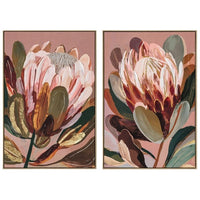 Protea Blush Collection Hand Painted Print with Frame