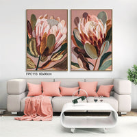 Protea Blush Collection Hand Painted Print with Frame