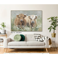 Highland Pair Hand Painted Canvas Print