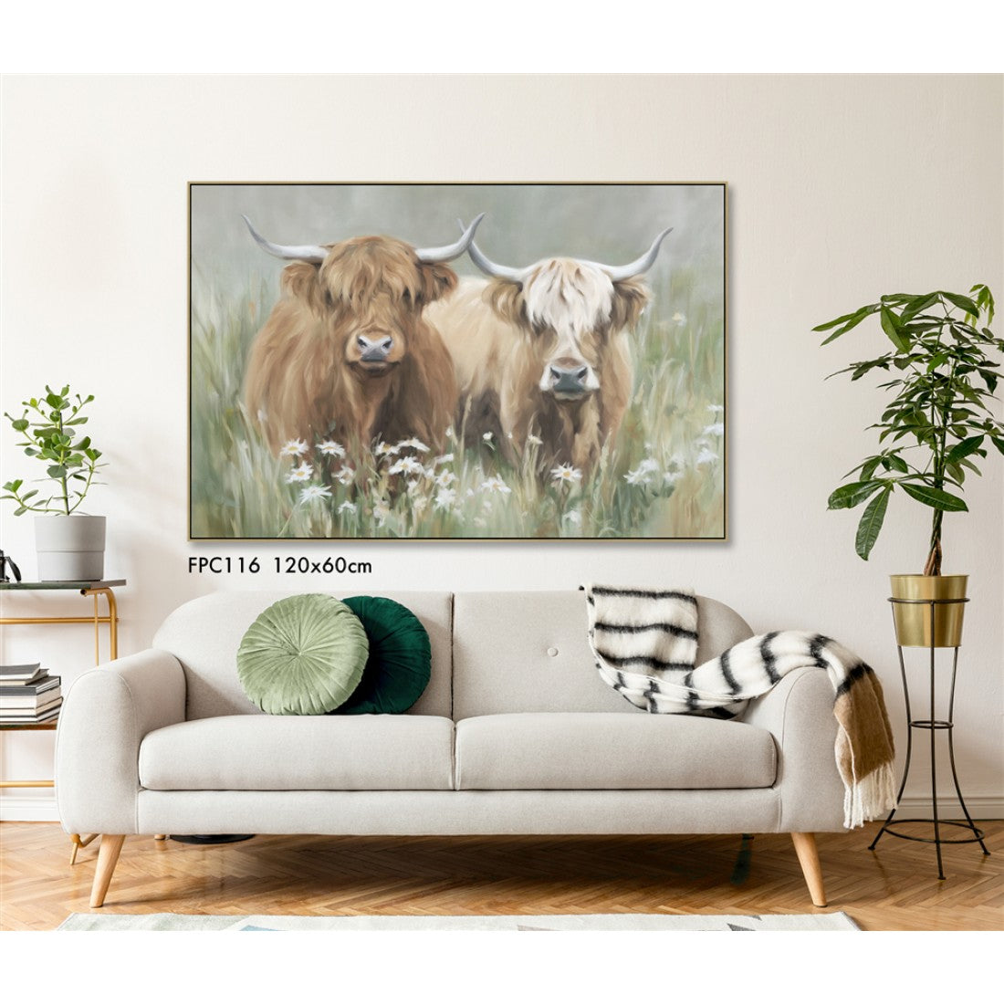 Highland Pair Hand Painted Canvas Print
