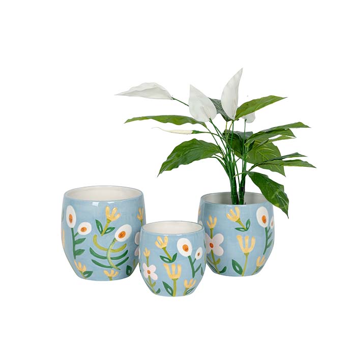 Blue Flower Ceramic Pot