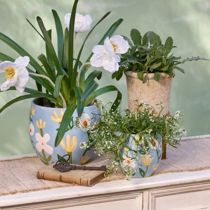 Blue Flower Ceramic Pot
