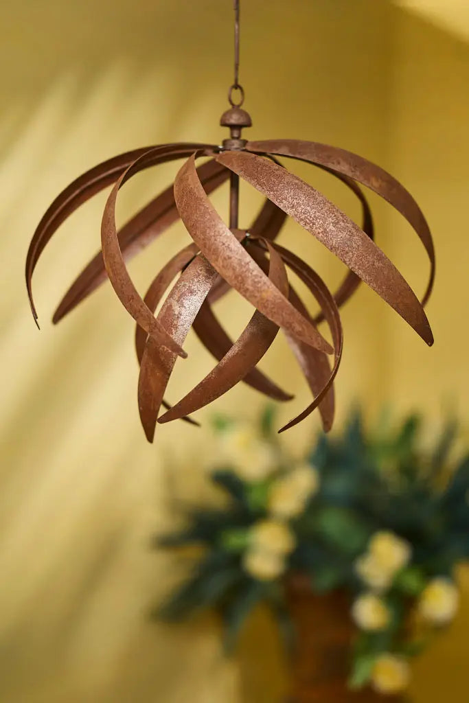 Lotus Windspinner Hanging Rust