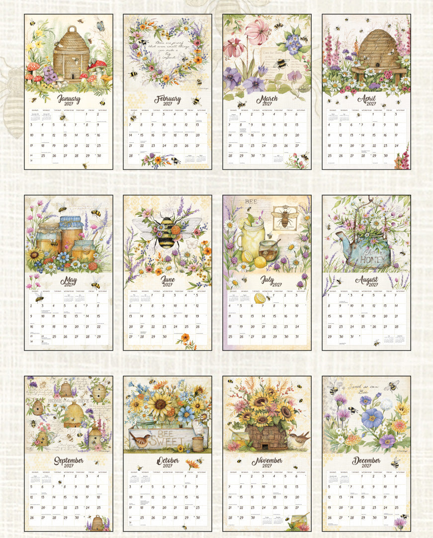 Bees In Bloom 2027 | Wall Calendar
