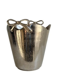 Single Bottle Silver Bucket W/Ribbon
