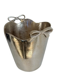 Single Bottle Silver Bucket W/Ribbon