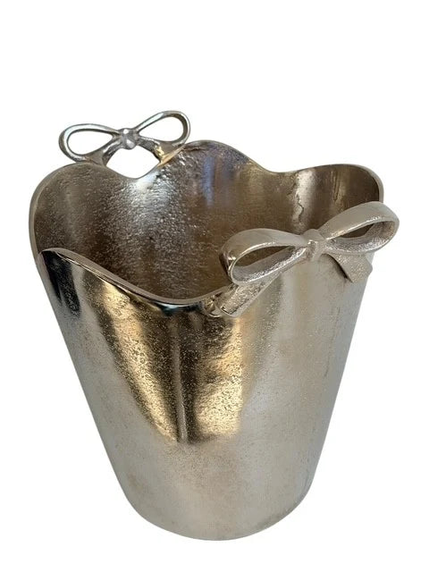 Single Bottle Silver Bucket W/Ribbon