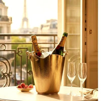Single Bottle Gold Bucket W/Ribbon
