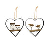 Metal Heart With Timber House/Bird