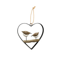 Metal Heart With Timber House/Bird