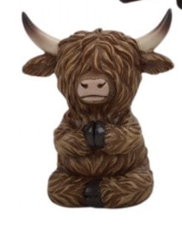 Resin Yoga Highland Cow