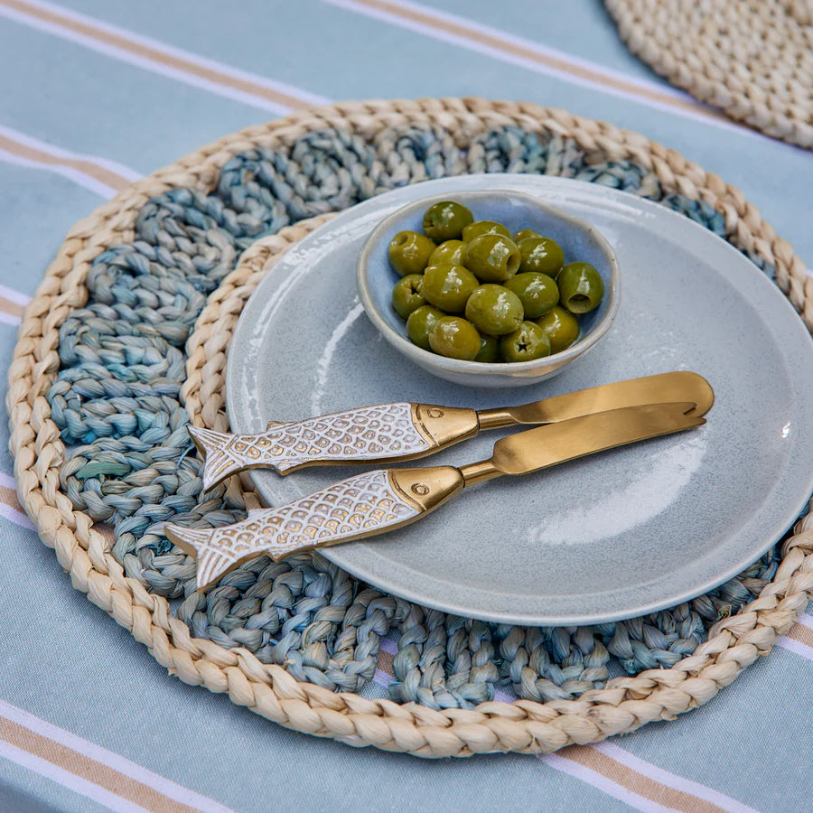 Seychelles Brass Fish Cheese Knife Set