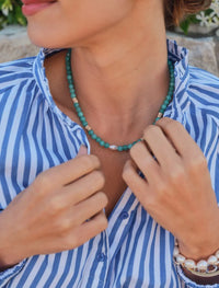 Stone and Pearl Necklace | Aqua