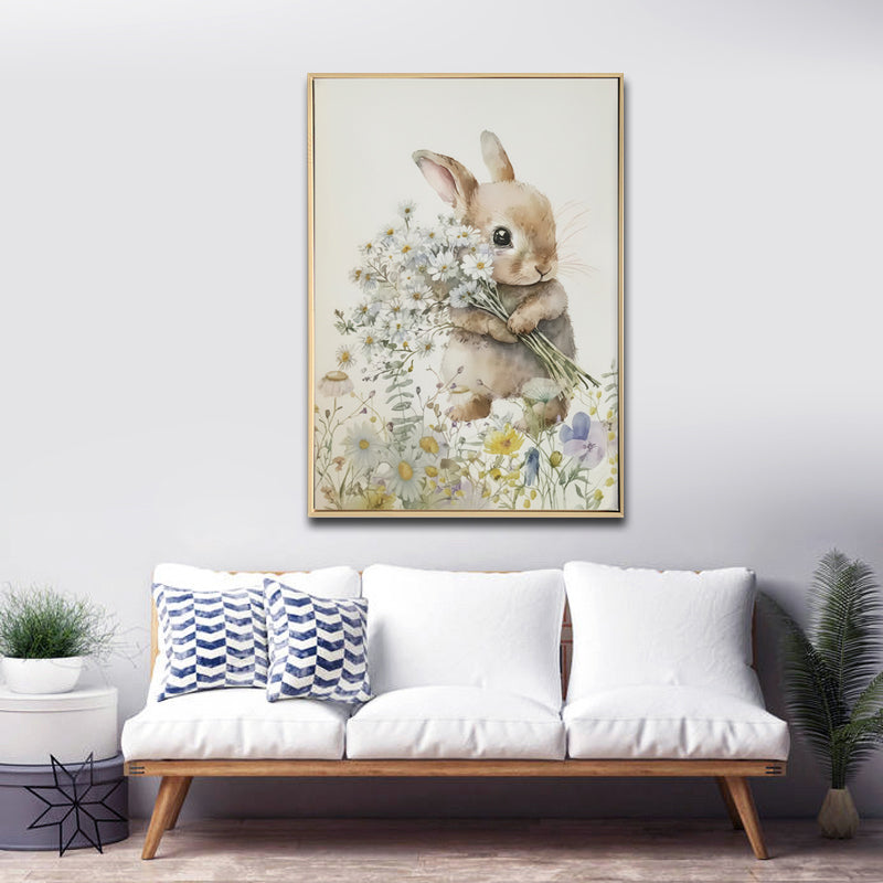 Wildflower Bunny A Brushed Canvas Print