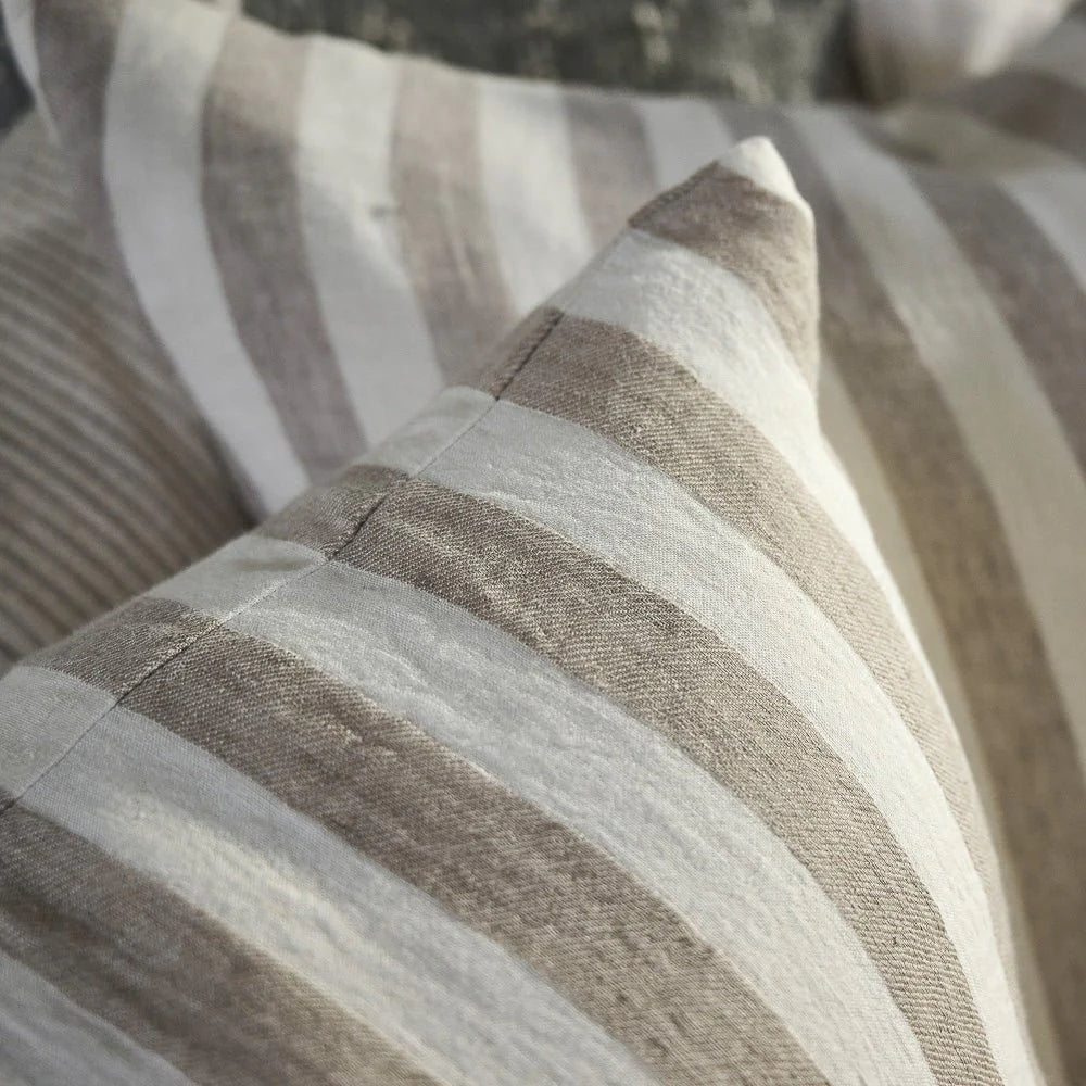 Santi Linen Cushion | White/Natural Stripe