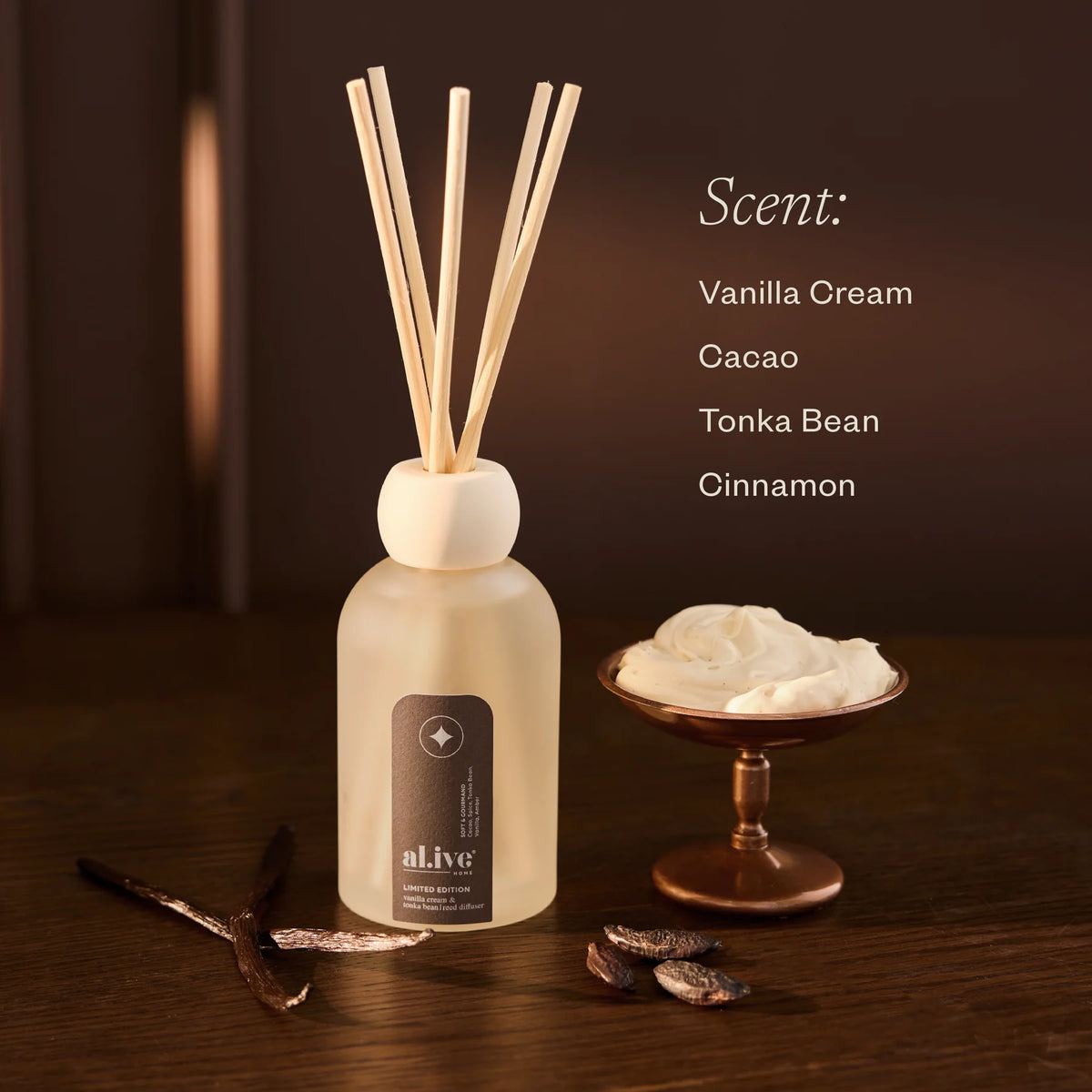 Reed Diffuser | Vanilla Cream & Tonka Bean