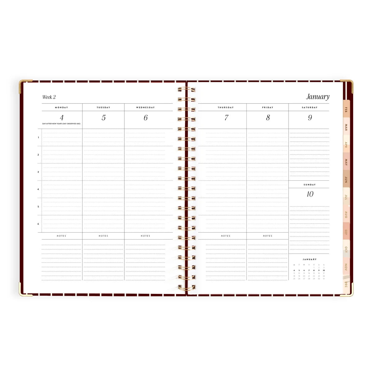 2027 A4 Academic Vertical Planner | Merlot Pinstripe