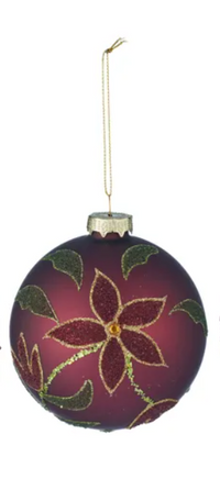 Glass Bauble Glitter Matte | Burgundy