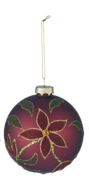 Glass Bauble Glitter Matte | Burgundy
