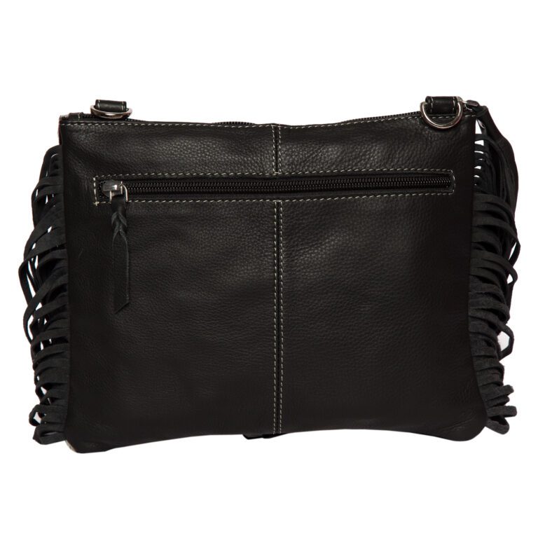Mornington | Cowhide Sling Bag With Turquoise Stonework and Fringes