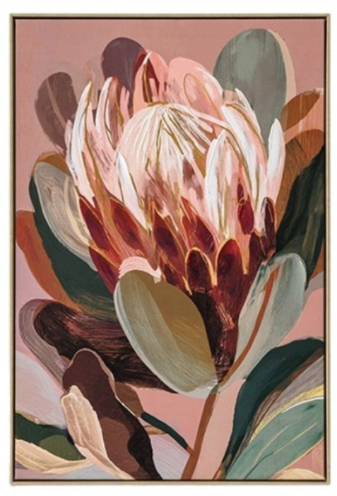 Protea Blush Collection Hand Painted Print with Frame